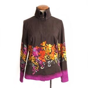 Etcetera Brown Floral Button Down Shirt